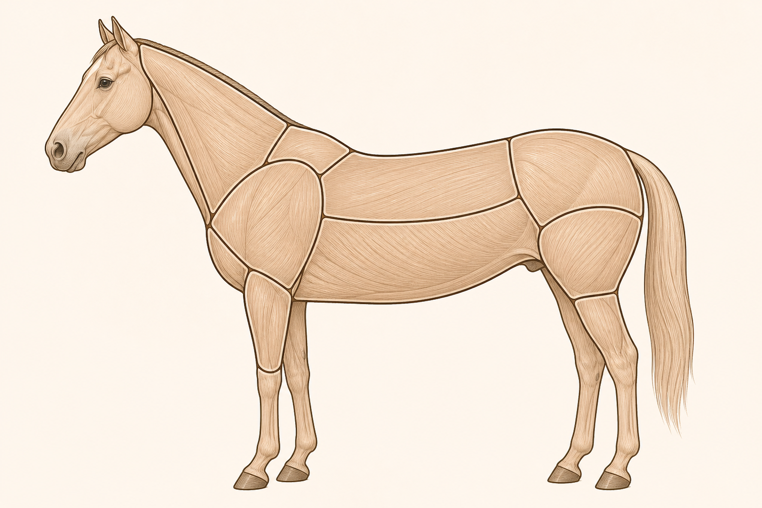 Schéma musculaire latéral d'un cheval