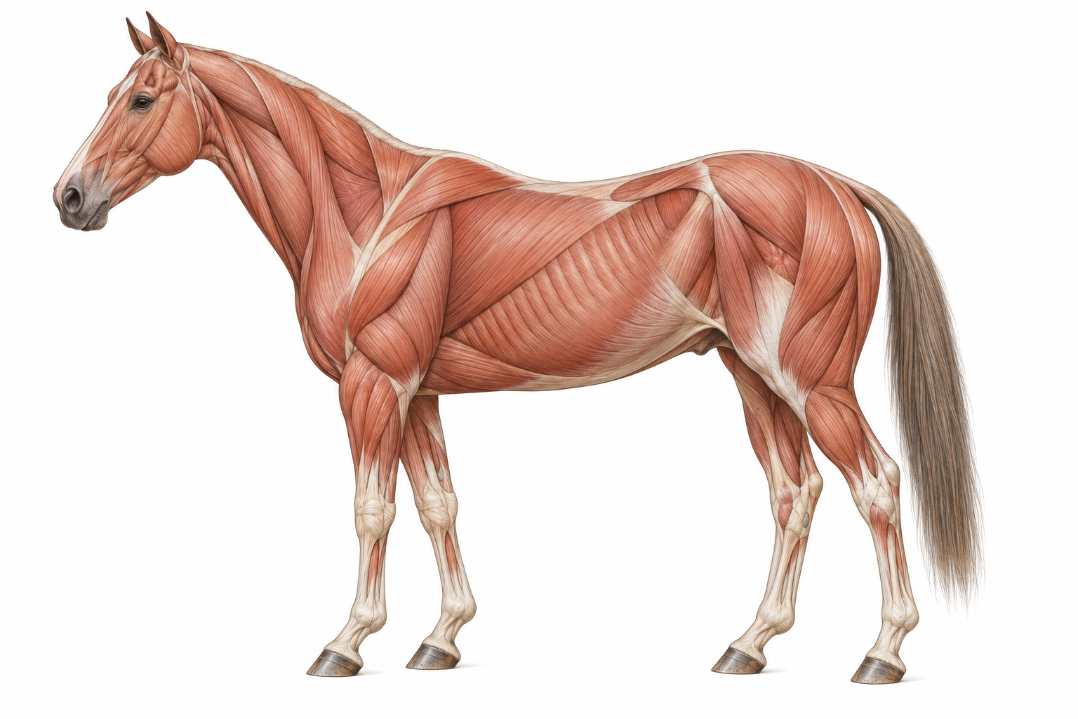 Schéma musculaire du cheval sans annotations